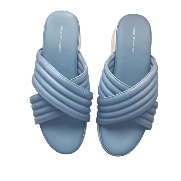 FRENCH CONNECTION River Platform Sandals Size 9 Light Blue Comfort Wedge - Picture 3 of 8